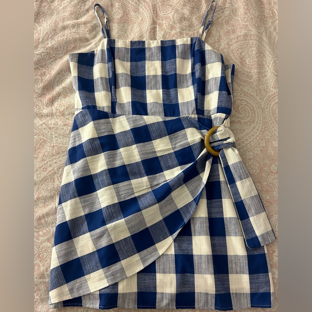 Altar’d State checkerboard blue and white dress